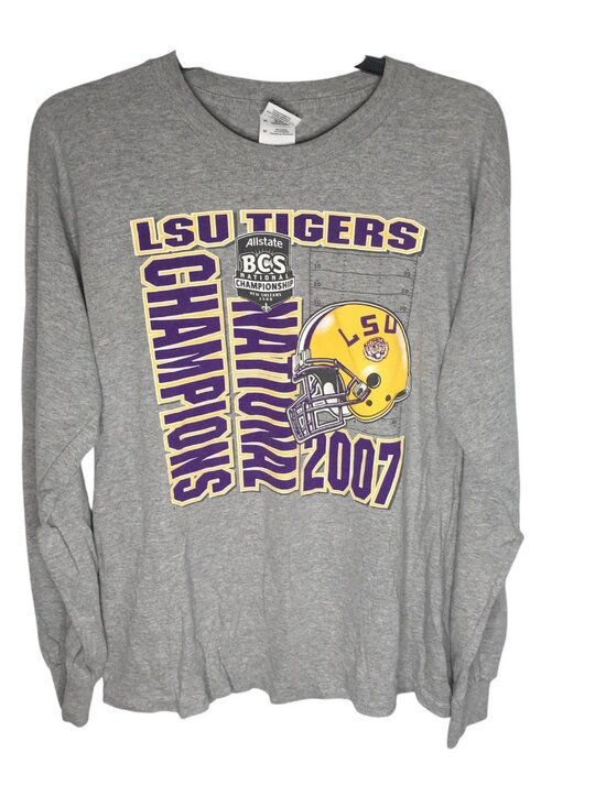 LSU Tigers Shirt Mens Medium Football 2007 BCS National Champions Long Sleeve - Picture 1 of 13